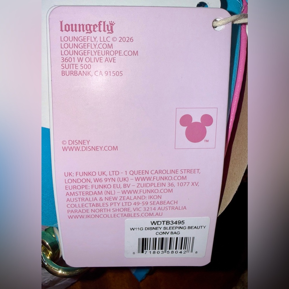 Loungefly Make it Pink Make it Blue Sleeping Beauty Convertible Mini Backpack - Picture 8 of 10